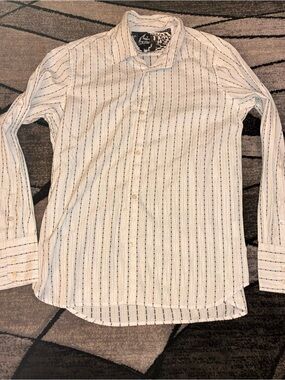 Rusty White Striped Long-Sleeve Button-Up Shirt
